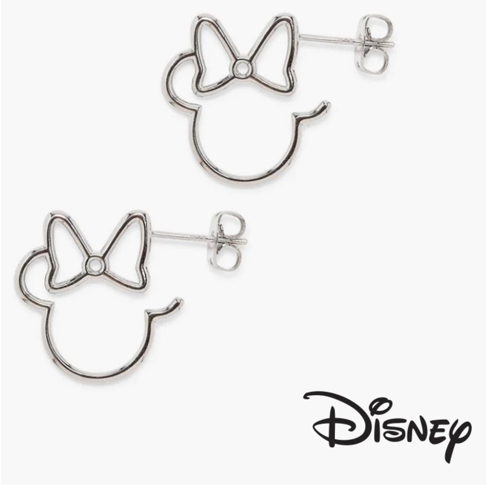 Disney Minnie Mouse Head Hoop Earrings Silver